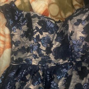 Elegant Navy Blue Lace evening Dress